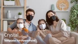 Presentation with covid coronavirus - Audience pleasing slides consisting of family-is-wearing-facemasks-during backdrop and a coral colored foreground