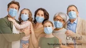  Presentation with 2019 - Beautiful theme featuring family-is-wearing-facemasks-during backdrop and a coral colored foreground