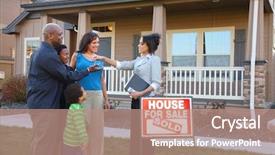  Presentation with realtor - Colorful PPT theme enhanced with family keys to new home backdrop and a coral colored foreground