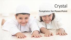  Presentation with muslim kids - Audience pleasing presentation theme consisting of family kids in line backdrop and a cream colored foreground