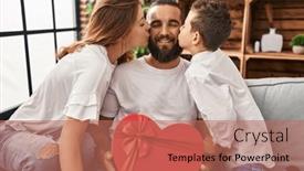  Presentation with heart - Presentation theme enhanced with family-kissing-father-holding-heart background and a coral colored foreground
