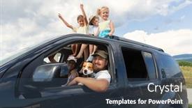  Presentation with family pet - Presentation theme with family-large-group-mom-dad background and a tawny brown colored foreground