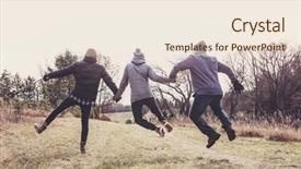  Presentation with family tree reunion - Slide set featuring family leaping in the air background and a cream colored foreground