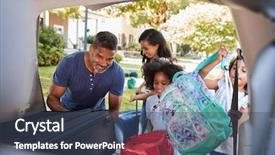  Presentation with loading - Beautiful PPT layouts featuring family leaving for vacation loading backdrop and a ocean colored foreground