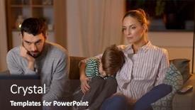  Presentation with gloomy - PPT theme featuring family-leisure-and-people-concept background and a tawny brown colored foreground