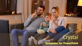  Presentation with popcorn - Presentation design consisting of family-leisure-and-people-concept background and a tawny brown colored foreground