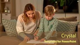  Presentation with colored pencils - Slide set consisting of family-leisure-and-people-concept background and a tawny brown colored foreground