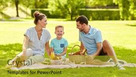  Presentation with picnic - PPT layouts with family-leisure-and-people-concept background and a gold colored foreground