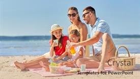  Presentation with picnic - Cool new PPT theme with family-leisure-and-people-concept backdrop and a coral colored foreground