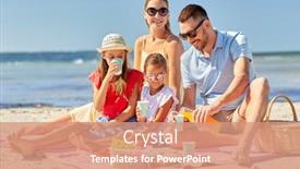 Presentation with picnic - Amazing PPT theme having family-leisure-and-people-concept backdrop and a coral colored foreground