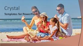  Presentation with picnic - Slide set enhanced with family-leisure-and-people-concept background and a light blue colored foreground