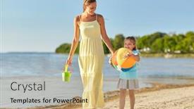  Presentation with beach ball - Amazing presentation theme having family-leisure-and-people-concept backdrop and a coral colored foreground