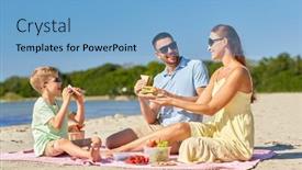  Presentation with people - Slide set with family-leisure-and-people-concept background and a light blue colored foreground