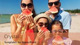  Presentation with picnic - Theme featuring family-leisure-and-people-concept background and a coral colored foreground