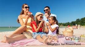  Presentation with picnic - Colorful PPT layouts enhanced with family-leisure-and-people-concept backdrop and a lemonade colored foreground