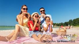  Presentation with family - Colorful presentation design enhanced with family-leisure-and-people-concept backdrop and a coral colored foreground