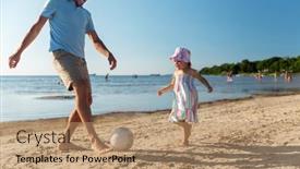  Presentation with beach ball - Amazing presentation design having family-leisure-and-people-concept backdrop and a coral colored foreground