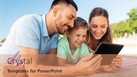  Presentation with family - Cool new slide deck with family-leisure-and-people-concept backdrop and a coral colored foreground