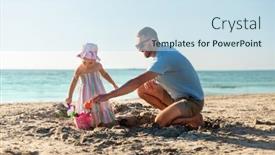  Presentation with daughter - Cool new PPT theme with family-leisure-and-people-concept backdrop and a sky blue colored foreground
