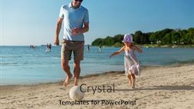  Presentation with beach ball - Presentation theme enhanced with family-leisure-and-people-concept background and a coral colored foreground