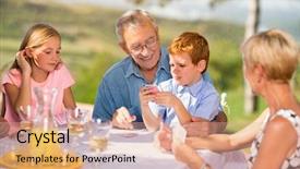  Presentation with lifestyle - PPT theme having family leisure games and lifestyle background and a coral colored foreground