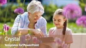  Presentation with technology - PPT layouts featuring family leisure and technology concept background and a coral colored foreground