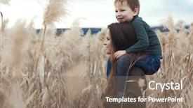  Presentation with walking young wild jaguar - Slide deck with family life - young mother walking with her background and a coral colored foreground