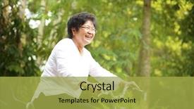  Presentation with senior asian - PPT theme with family life cycle - 60s senior asian woman riding background and a yellow colored foreground