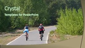  Presentation with family medical leave act - Slide deck enhanced with family life cycle - family cycling around the lake background and a  colored foreground