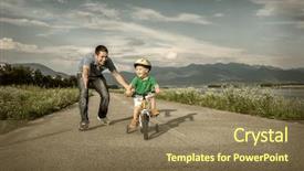  Presentation with silhouette of father and son - Slide deck consisting of family life cycle - happiness father and son background and a violet colored foreground