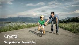  Presentation with happiness - PPT theme consisting of family life cycle - happiness father and son background and a gray colored foreground