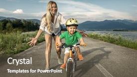  Presentation with happiness - PPT layouts consisting of family life cycle - happiness mother and son background and a tawny brown colored foreground