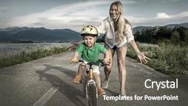  Presentation with happiness - Audience pleasing presentation design consisting of family life cycle - happiness mother and son backdrop and a gray colored foreground