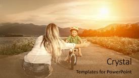  Presentation with indian mother son - Amazing theme having family life cycle - happiness mother and son backdrop and a coral colored foreground
