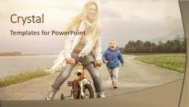  Presentation with happiness - Beautiful PPT theme featuring family life cycle - happiness mother and son backdrop and a lemonade colored foreground