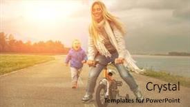  Presentation with happiness - Cool new slide set with family life cycle - happiness mother and son backdrop and a coral colored foreground