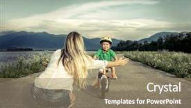  Presentation with indian mother son - Presentation design having family life cycle - happiness mother and son background and a coral colored foreground