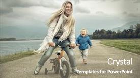  Presentation with mother son flowers - PPT layouts having family life cycle - happiness mother and son background and a coral colored foreground