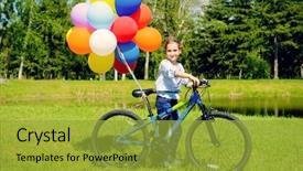  Presentation with happy birthday bicycle - Amazing PPT layouts having family life cycle - happy girl is riding backdrop and a  colored foreground
