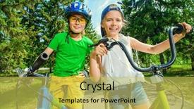  Presentation with happy holidays - Cool new presentation with family life cycle - two happy children riding their backdrop and a yellow colored foreground