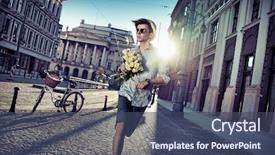  Presentation with man riding big bike motor - Amazing PPT layouts having family life cycle - young man with retro bike backdrop and a  colored foreground