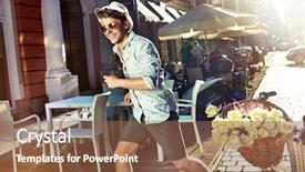  Presentation with man riding big bike motor - Beautiful theme featuring family life cycle - young man with retro bike backdrop and a  colored foreground