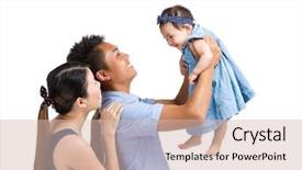  Presentation with lift - PPT theme enhanced with family lift up baby daughter background and a soft green colored foreground