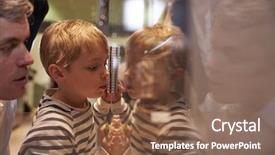  Presentation with looking glass - PPT theme with family looking at artifacts background and a violet colored foreground