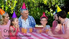  Presentation with birthday boy - Colorful PPT layouts enhanced with family looking at birthday boy backdrop and a coral colored foreground