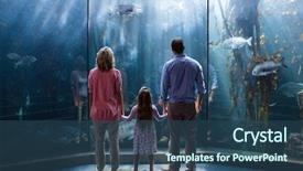  Presentation with fish aquarium - Amazing PPT layouts having family looking at fish tank backdrop and a ocean colored foreground