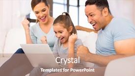  Presentation with laptop screen frame - Beautiful PPT theme featuring family looking at laptop screen backdrop and a coral colored foreground