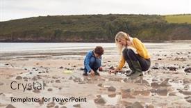  Presentation with winter family - Colorful slide deck enhanced with family-looking-in-rockpools backdrop and a mint green colored foreground