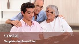  Presentation with photo album - PPT layouts featuring family looking through photo album background and a tawny brown colored foreground