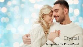  Presentation with blue lights - Colorful slide deck enhanced with family love winter holidays and people concept - happy couple over blue holidays lights background backdrop and a lemonade colored foreground